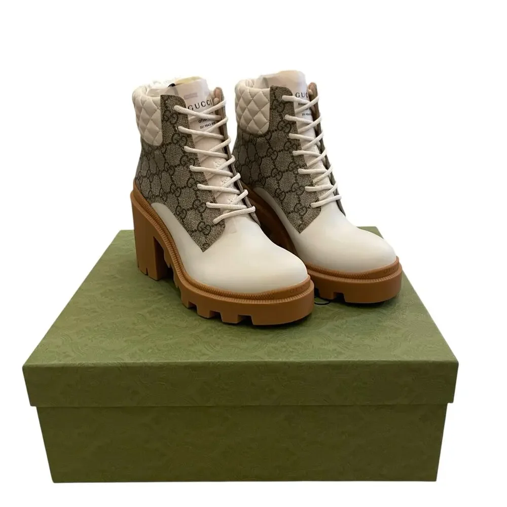 NEW Gucci GG Supreme Leather Ankle Boots 659691 UC810 Size 37.5 | US 7.5 - Picture 16 of 16